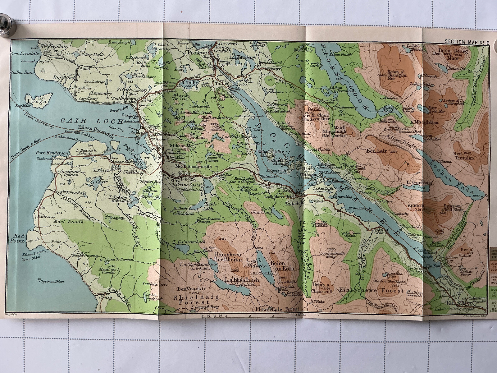 LOCH MAREE – GAIRLOCH – 1901 Original Antique County Map Highlands Scotland