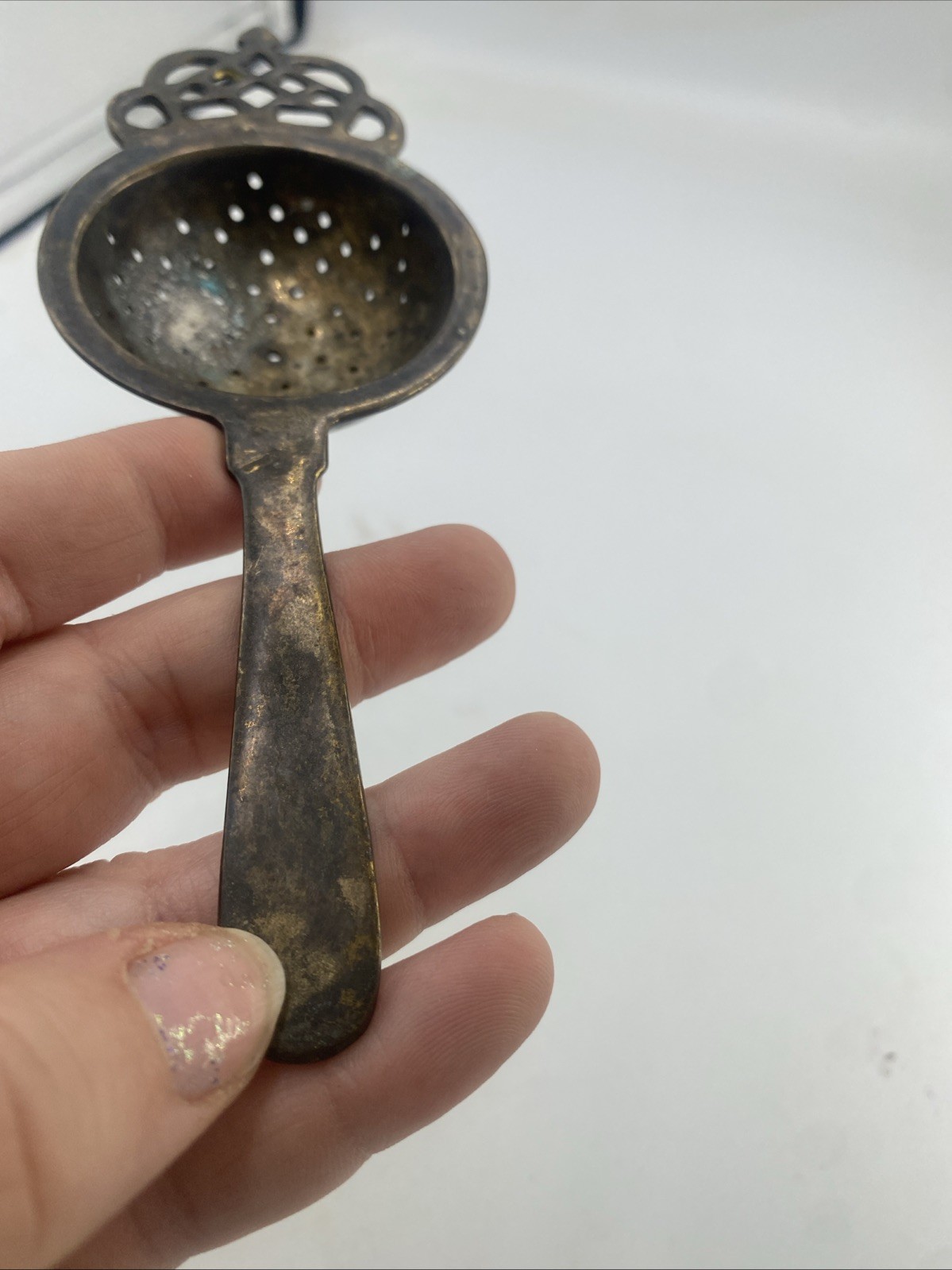 Antique Silver Plated Tea Strainer With Handle – Crown Design Needs Cleaned
