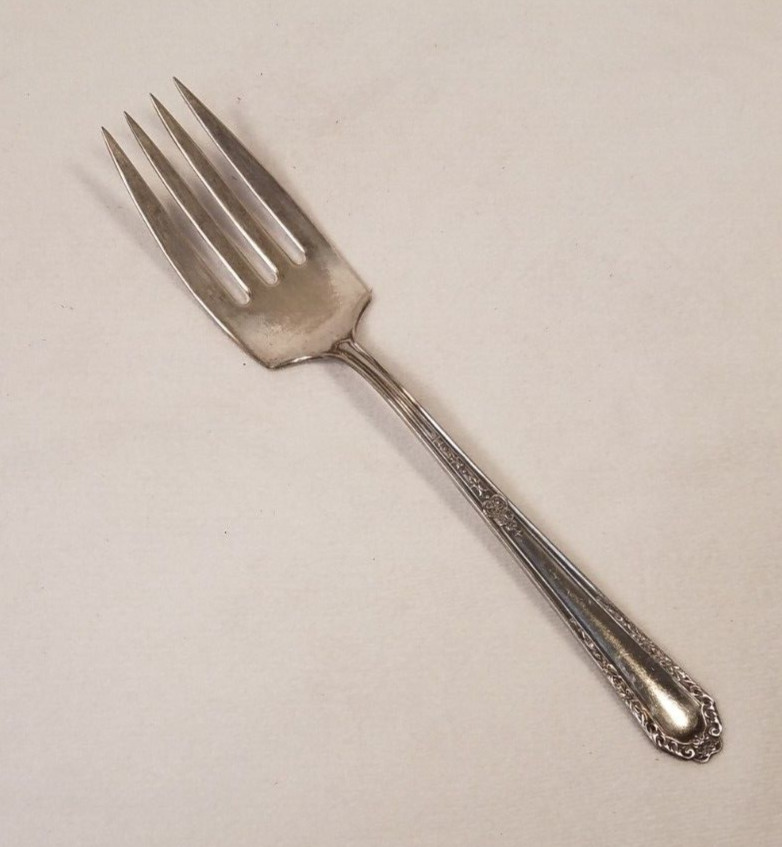 Vintage Silverplate Large Serving Fork Monroe Silver Co Diana Pattern 8.5″