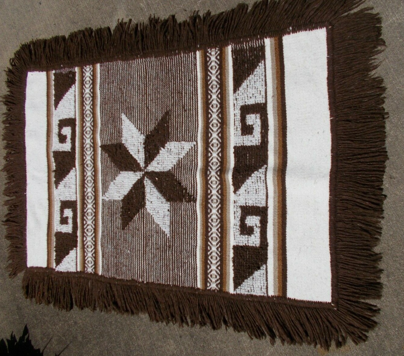 Vintage Woven Mohair??? Wool Rug 52″ Long x 34″ Wide with 5″ Fringe