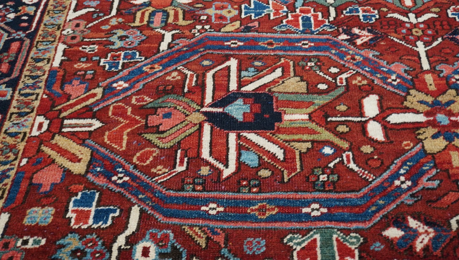ANTIQUE HERIZZ SERAPII HANDKNOTTED WOOL TRIBAL ORIENTAL RUG EXCELLENT 7’8″x9’2″