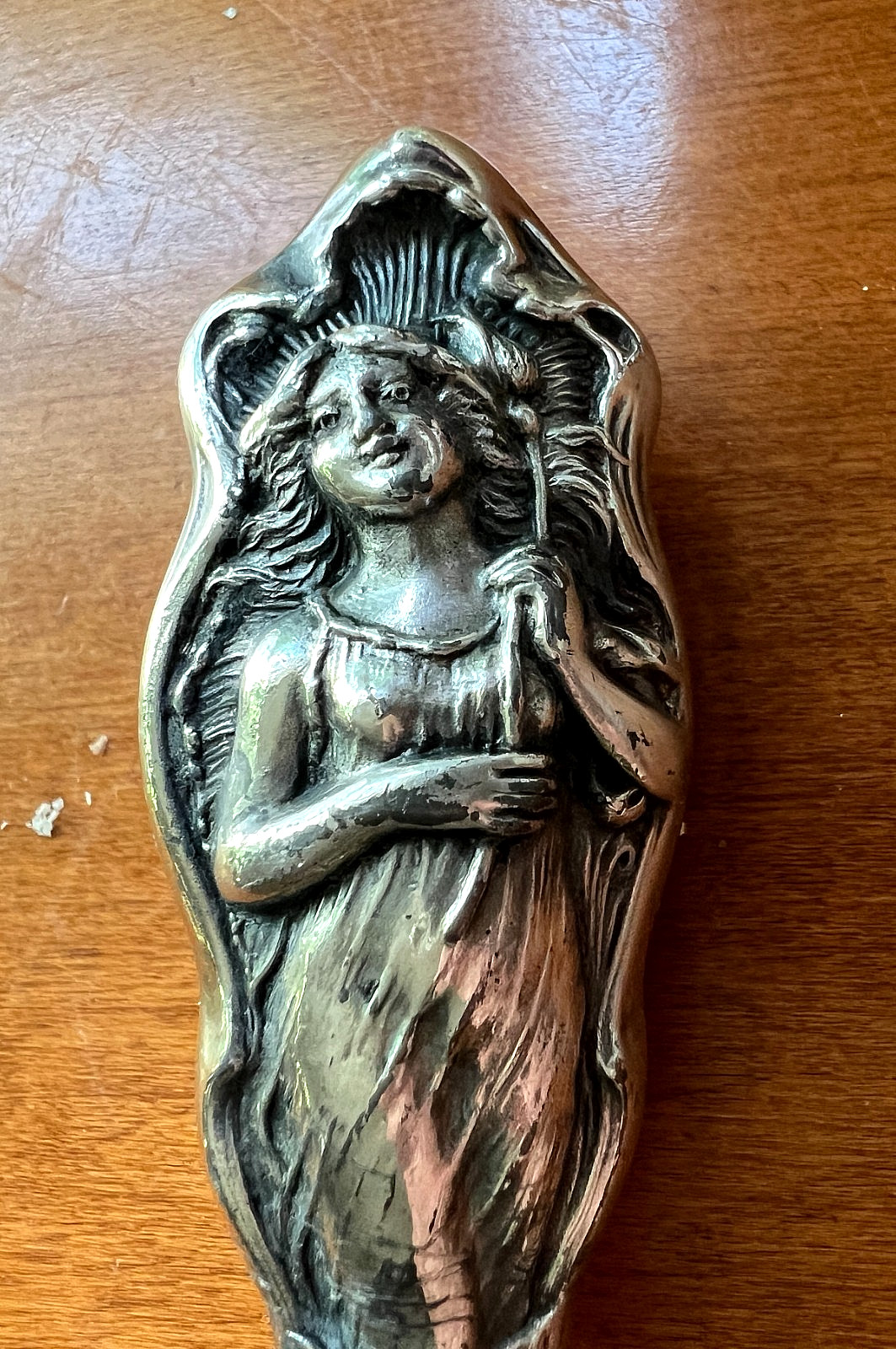 7 1/2″ Ornate Art Nouveau Button Hook; Steel Shank; Probably Silver Plate