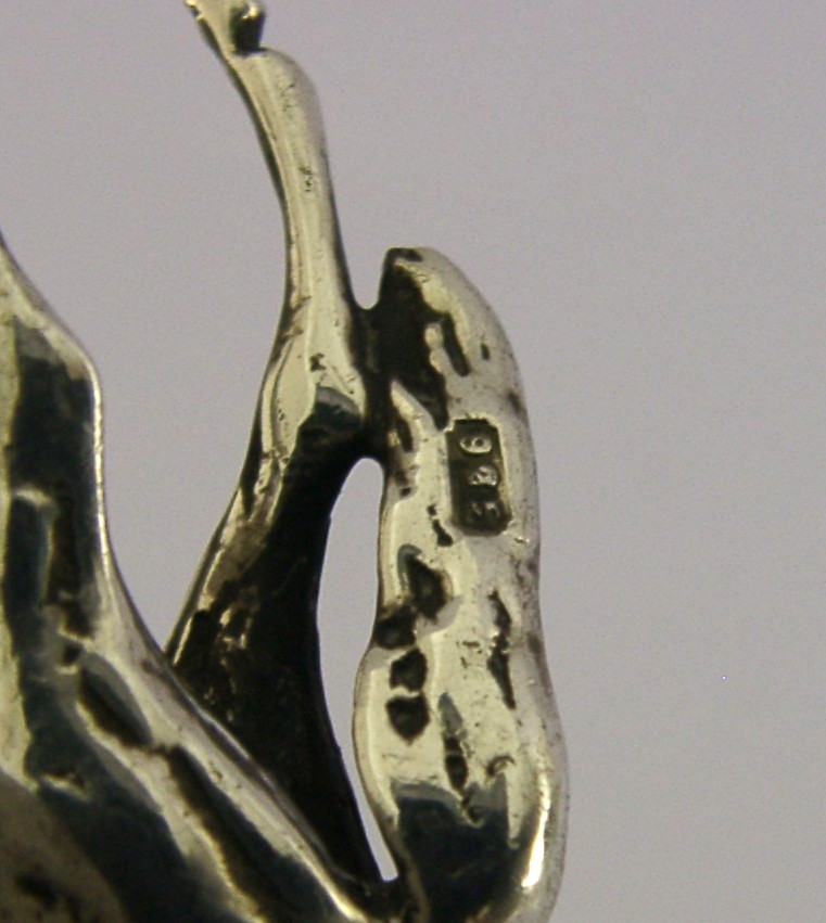 GOOD SIZED 2.25inch SOLID STERLING SILVER HORSE FIGURE c1920 RIDING ANTIQUE