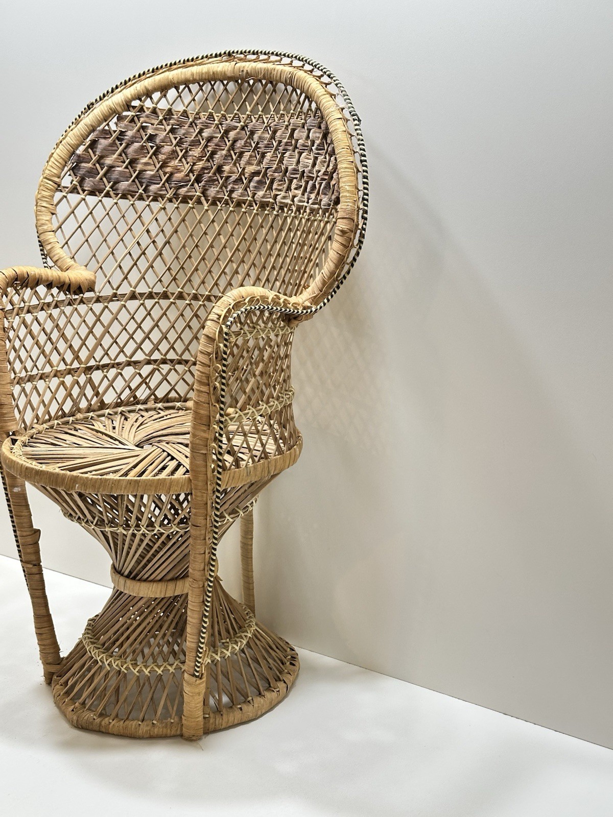 Vintage Wicker Peacock Ratton Chair 29” Tall Studio Prop Pictures