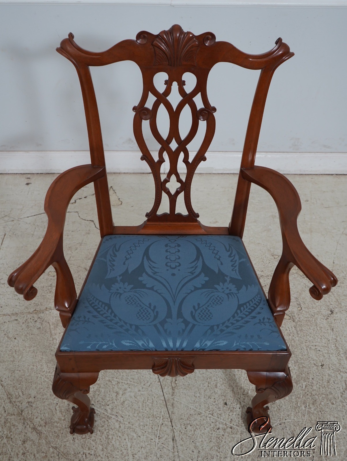 66196: JW BUNKER Bench Made Chippendale Walnut Armchair