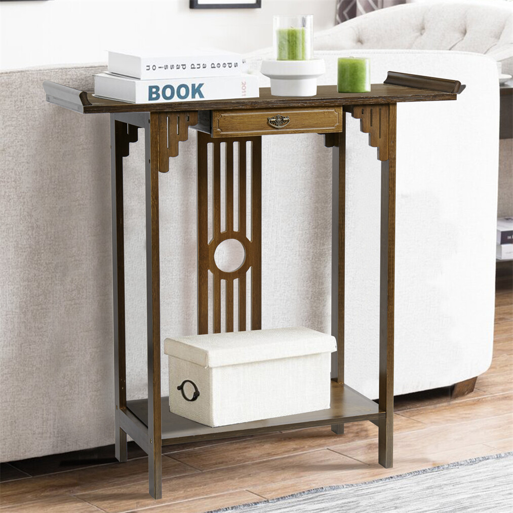 High Polish Narrow Console Table Hallway Table Entry Decor 2-Tier Storage Table