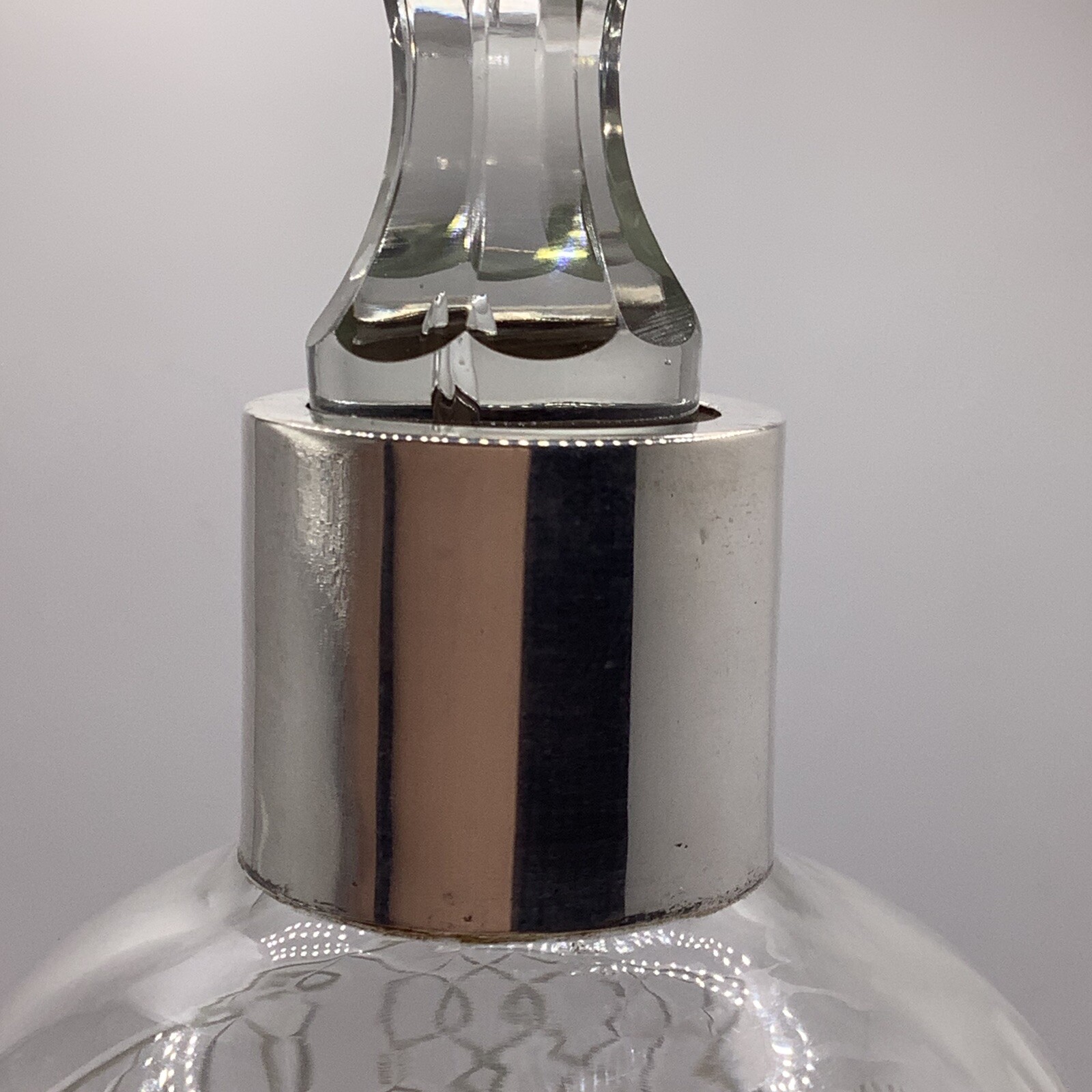 Antique Hallmarked Silver Collared Cut Crystal Glass Decanter James Deakin 32cm