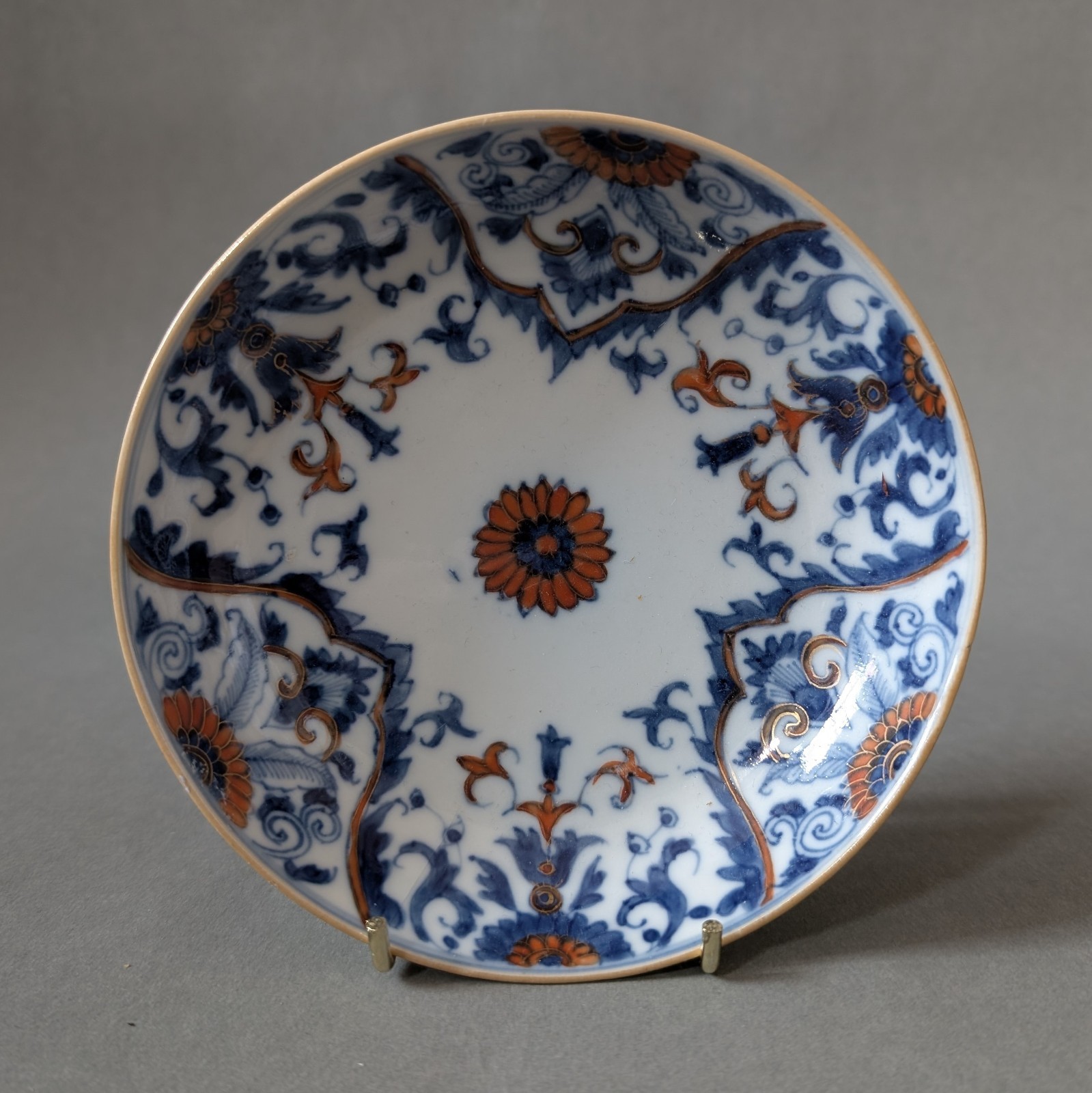 Antique 18th C. Chinese Export Imari Porcelain Dish Qianlong Qing Dynasty D14cm