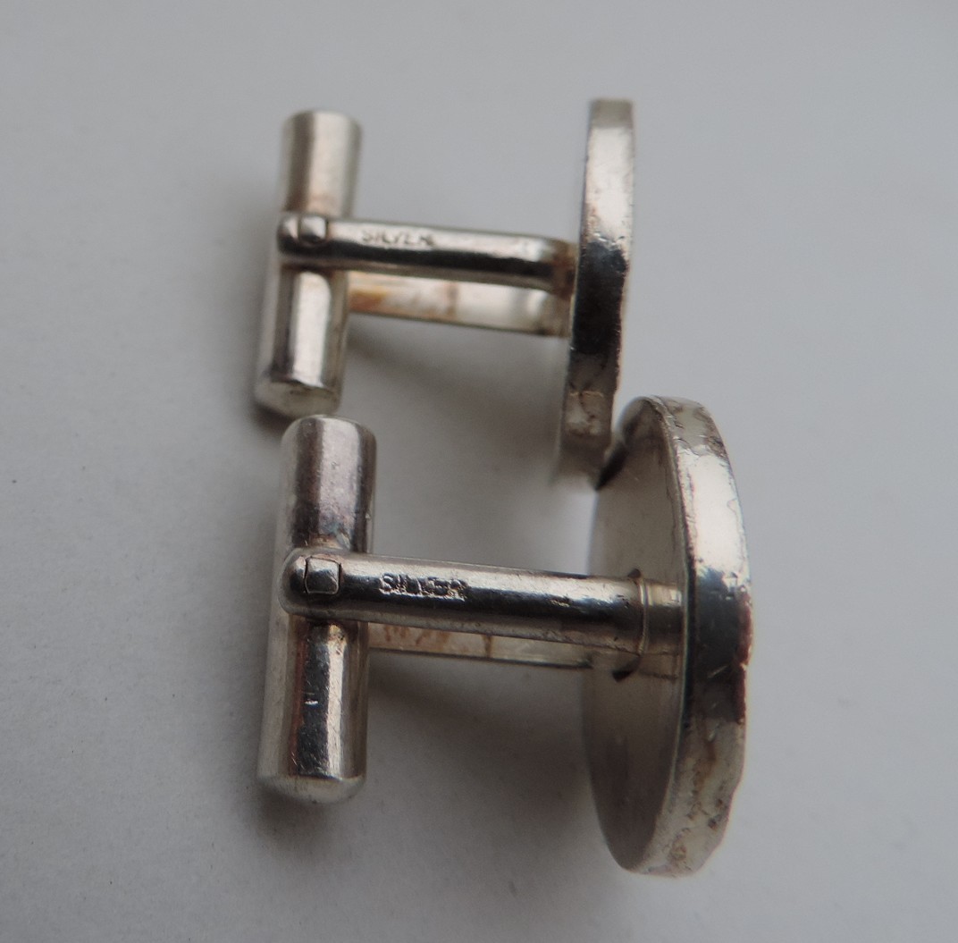 Japanese Signed Sterling Silver big Horn Sheep Ram Cufflinks & Tie Clip Set 28g