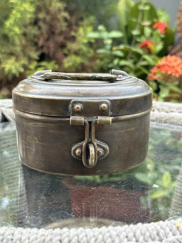 Antique Old Brass Hand Crafted Indian Kitchen Dry Box