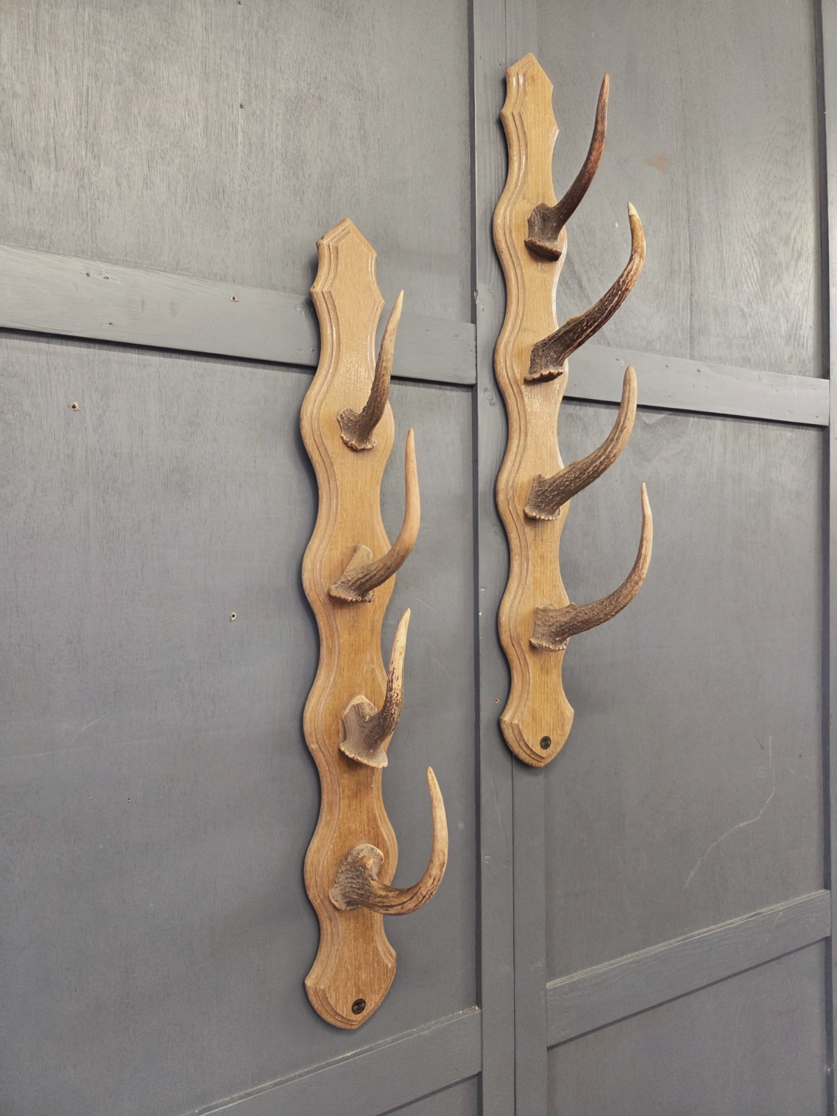 Pair of Antique 19th Century French Antler Wall Hooks – Rifle or Coat Rack