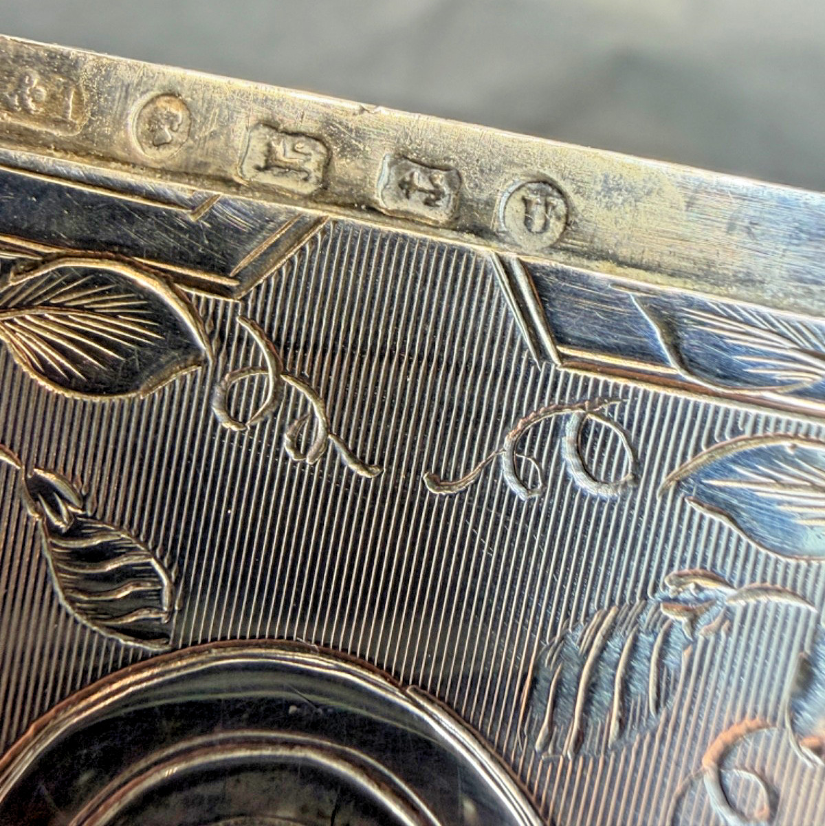 1869 Victorian Memento Mori Skull Pocket Business Card Case Box Engraving Vine