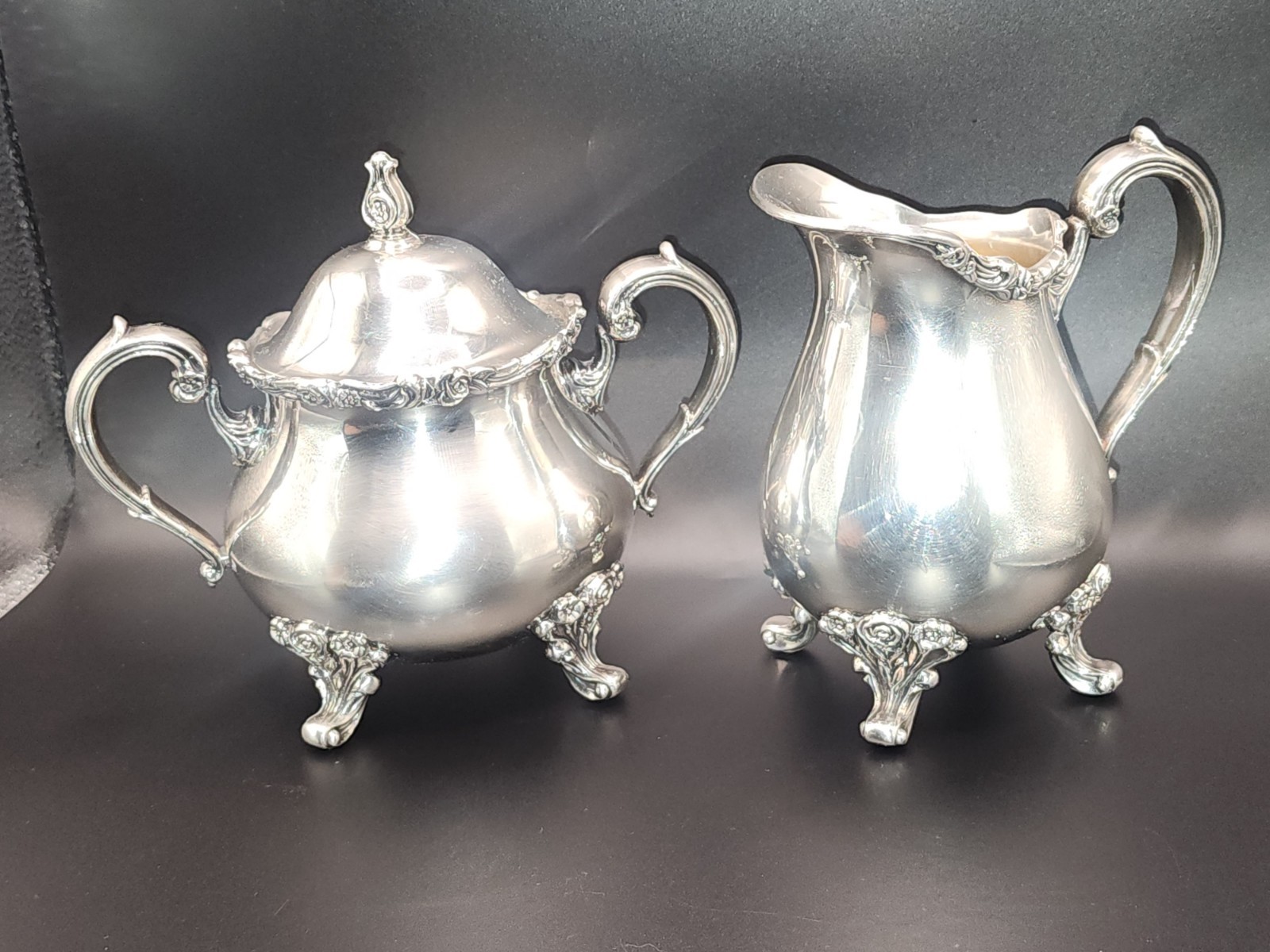Wilcox International Silver Company American Rose 7303 7304 Creamer Sugar Bowl