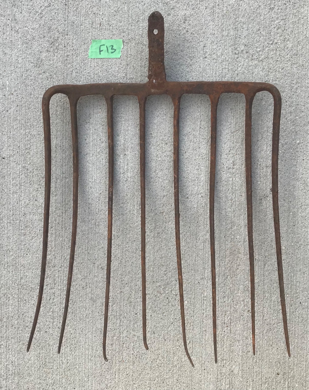 Primitive Pitch Fork Head 8 Tine antique Silage Tool – vintage Farm & Barn(#F13)