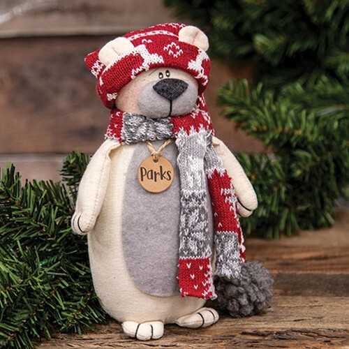 NEW PRIMITIVE DOLL POLAR BEAR PARKS Christmas 8″H x 3.5″W x 3.25″D Winter Rustic