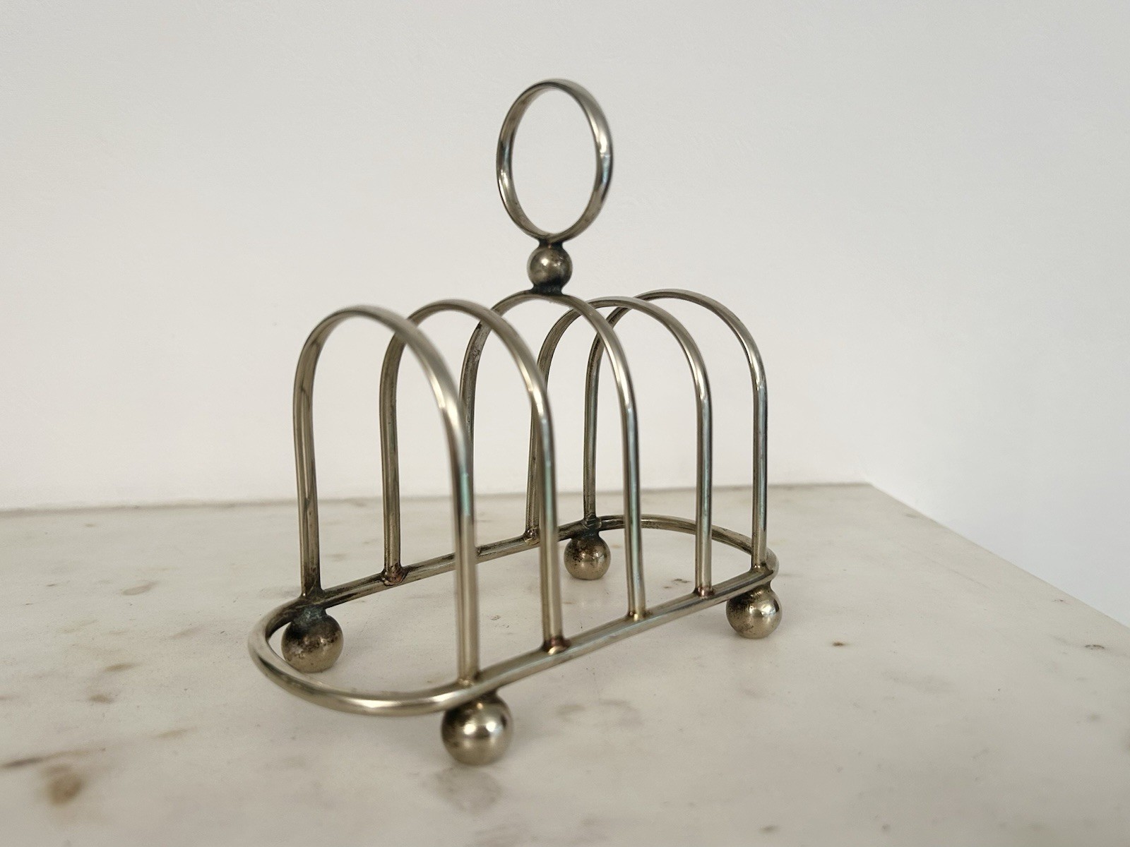 Vintage Silver Plated Toast Rack with 5 Arched Dividers Antique