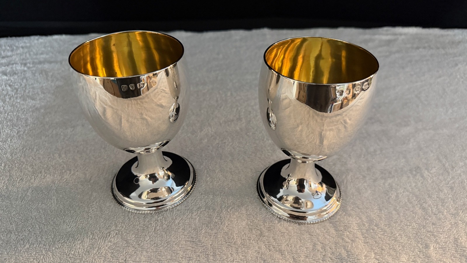 Georgain Matching Pair Sterling Silver Wine Goblets 1770 Historical Provenance