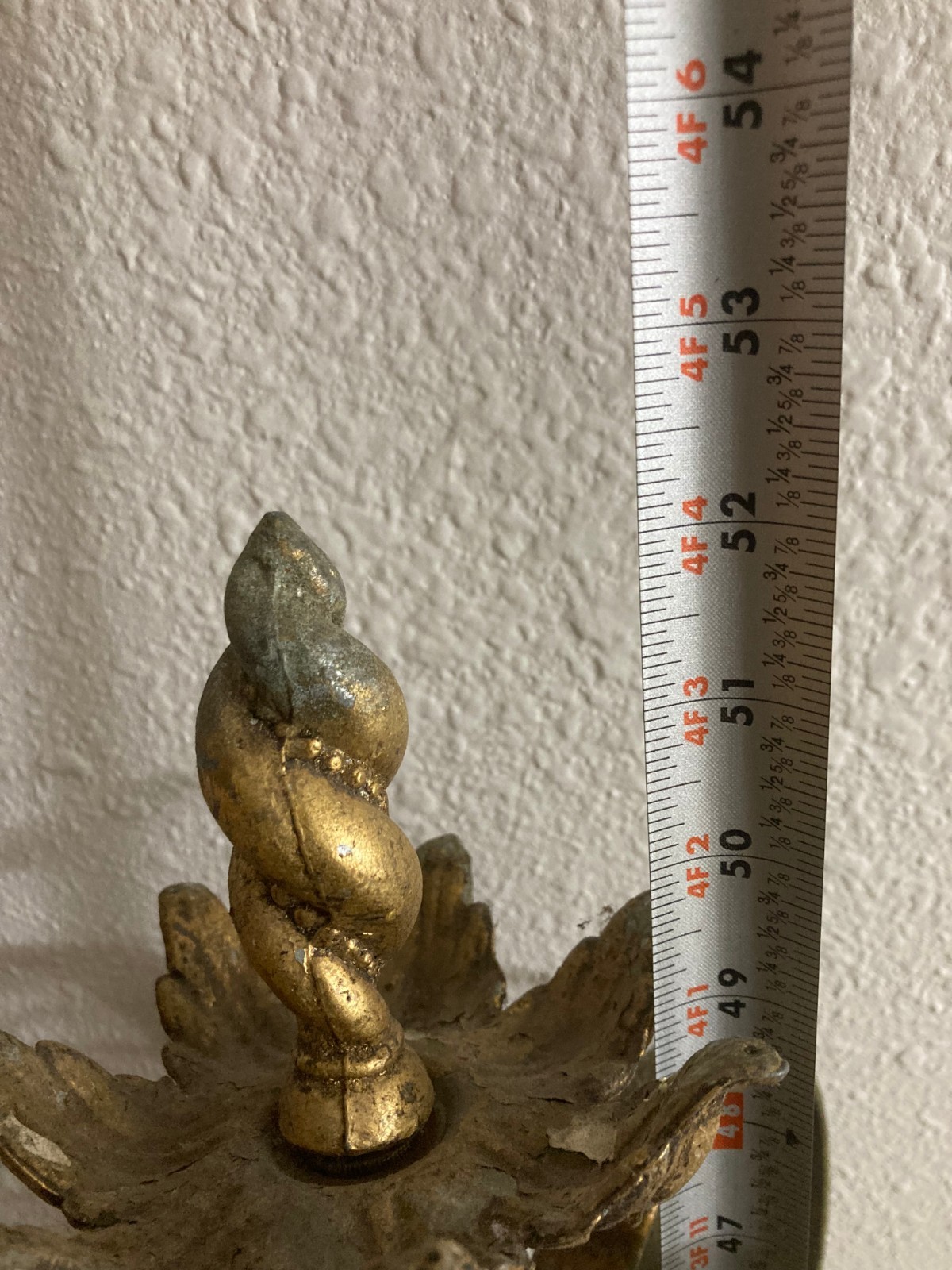 Large Vintage Art Nouveau Bronze Wall Sconce Lamp Floral Base Patina Gold Tone
