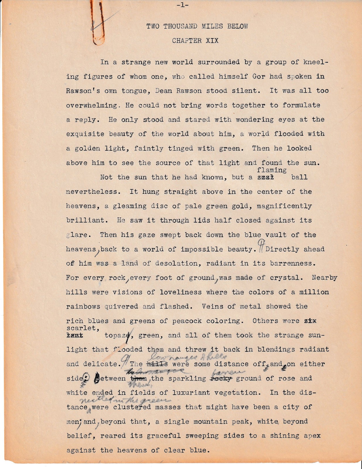 CHARLES WILLARD DIFFIN original typescript for 1931 ASTOUNDING SCI-FI pulp story