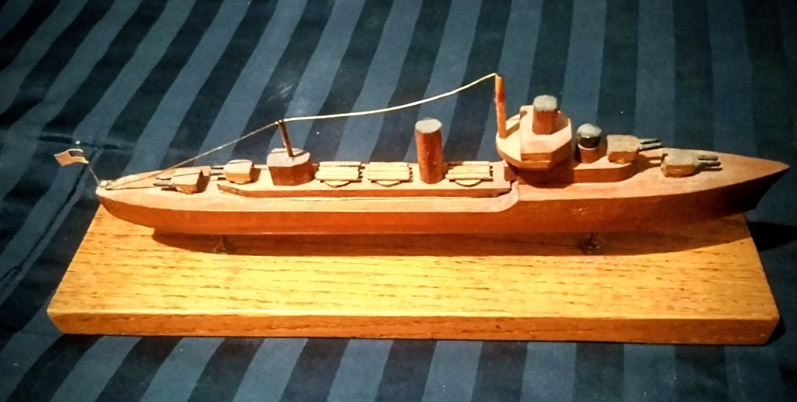 Solid Cedar / Maple WW1 Wood Torpedo Ship Model On Base circa 1940 Model