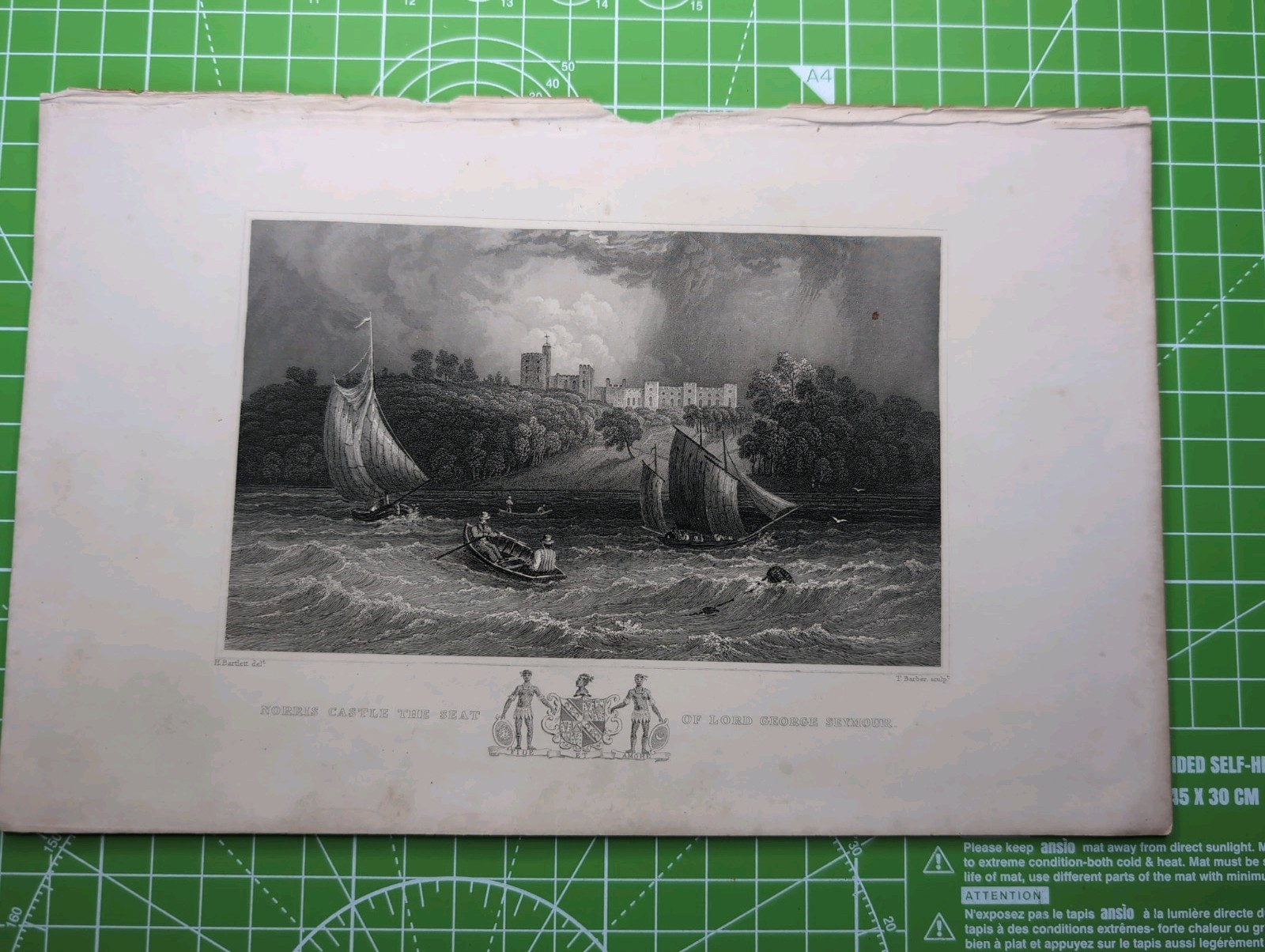 1834 Original Antique Engraving Norris Castle The Seat Lord George Seymour