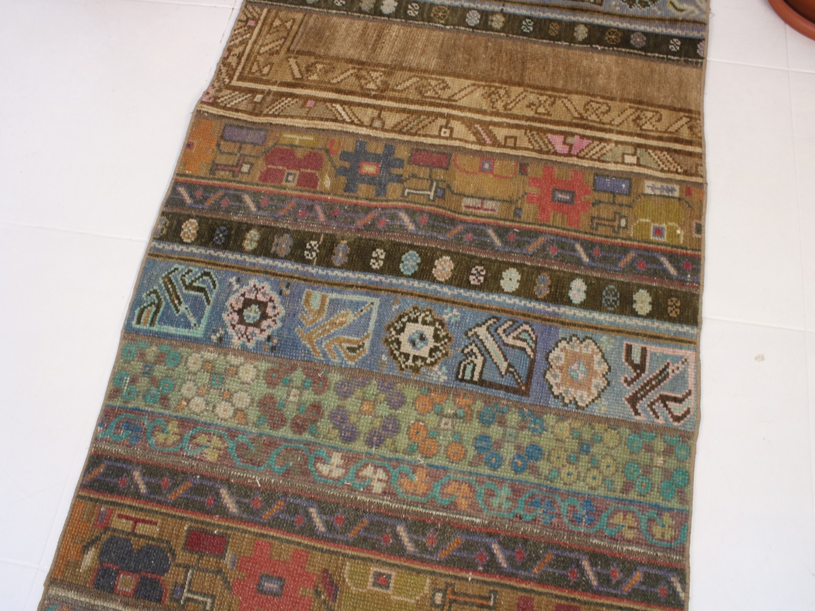 2×5 Patchwork Accent Rug, Handmade Turkish Rug, Vintage Multi Color, 2.4×5.4 Ft