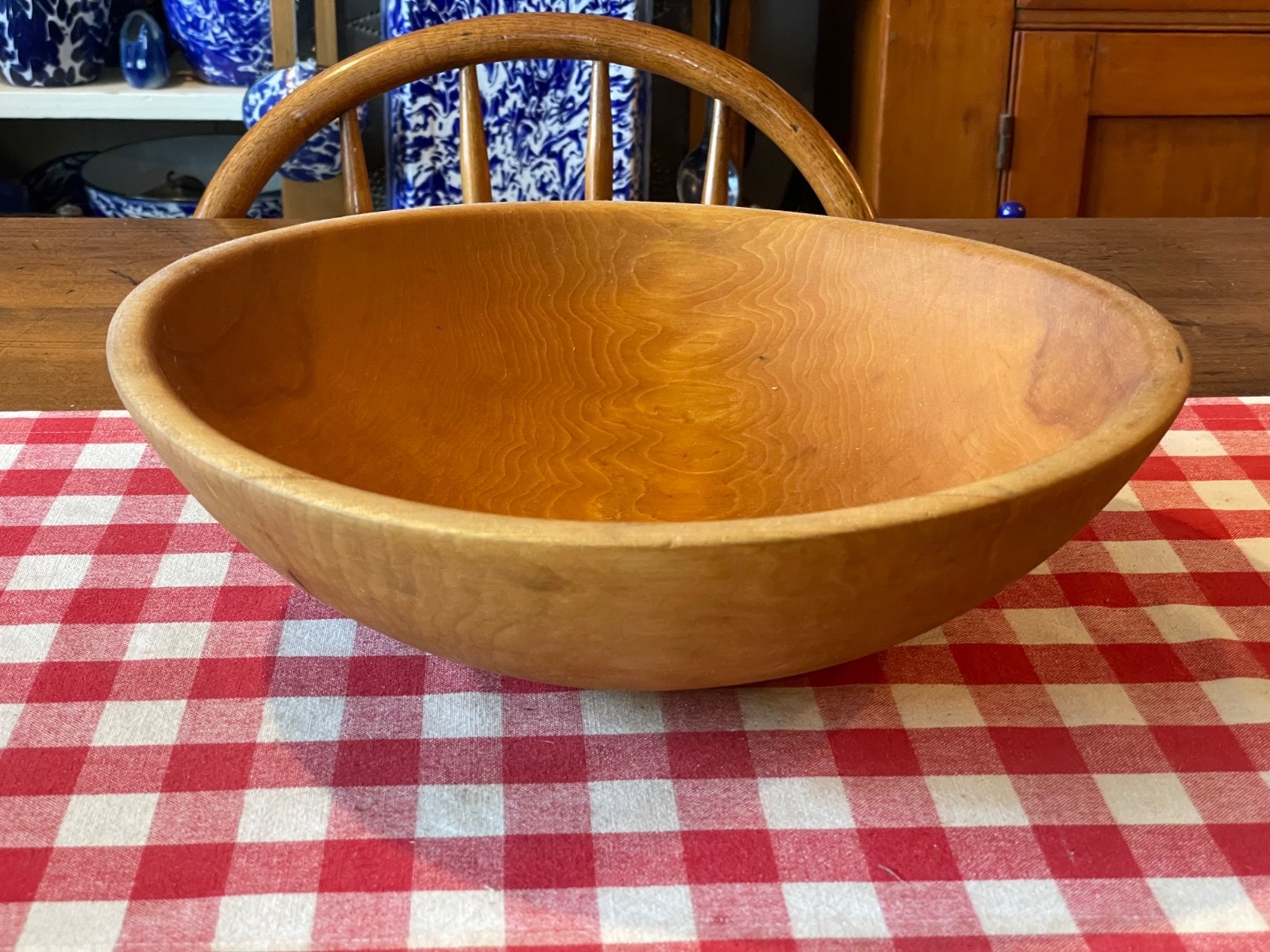 Antique Maple Wooden Out-of-Round Bowl (13 1/4″ x 12 1/2″)