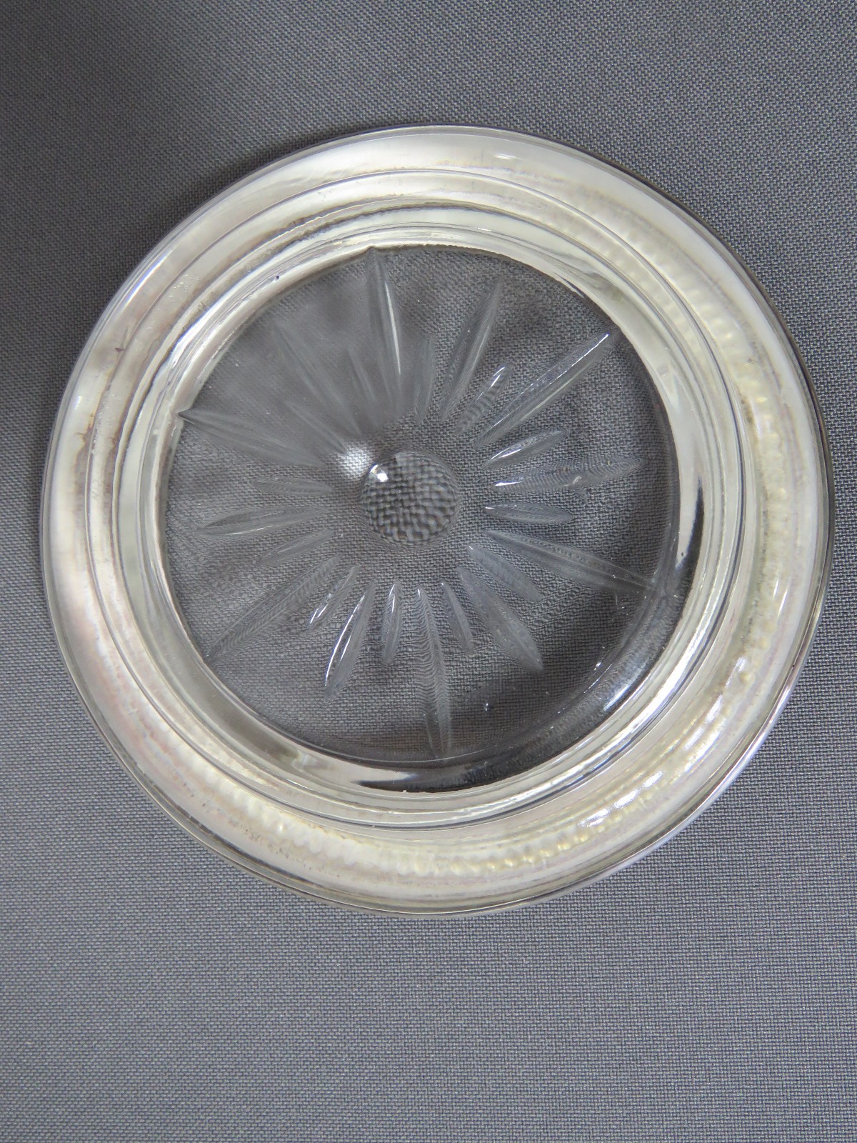 5-Vintage Frank M. Whiting &Co. Sterling Silver & Glass Starburst Beaded Coaster