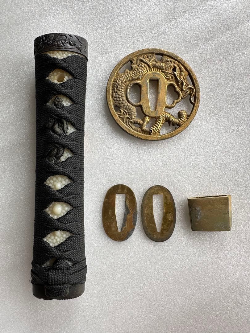 Tsuba & Tsuka & Fuchi & More for Katana Japanese Samurai Sword Fittings Set FS