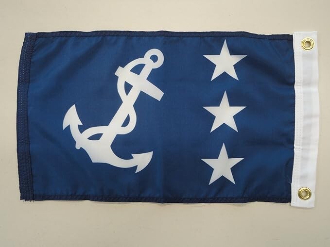 Annin Past Commodore Seaworthy Nautical Flag 12″x18″ NYL-GLO Free Priority Ship