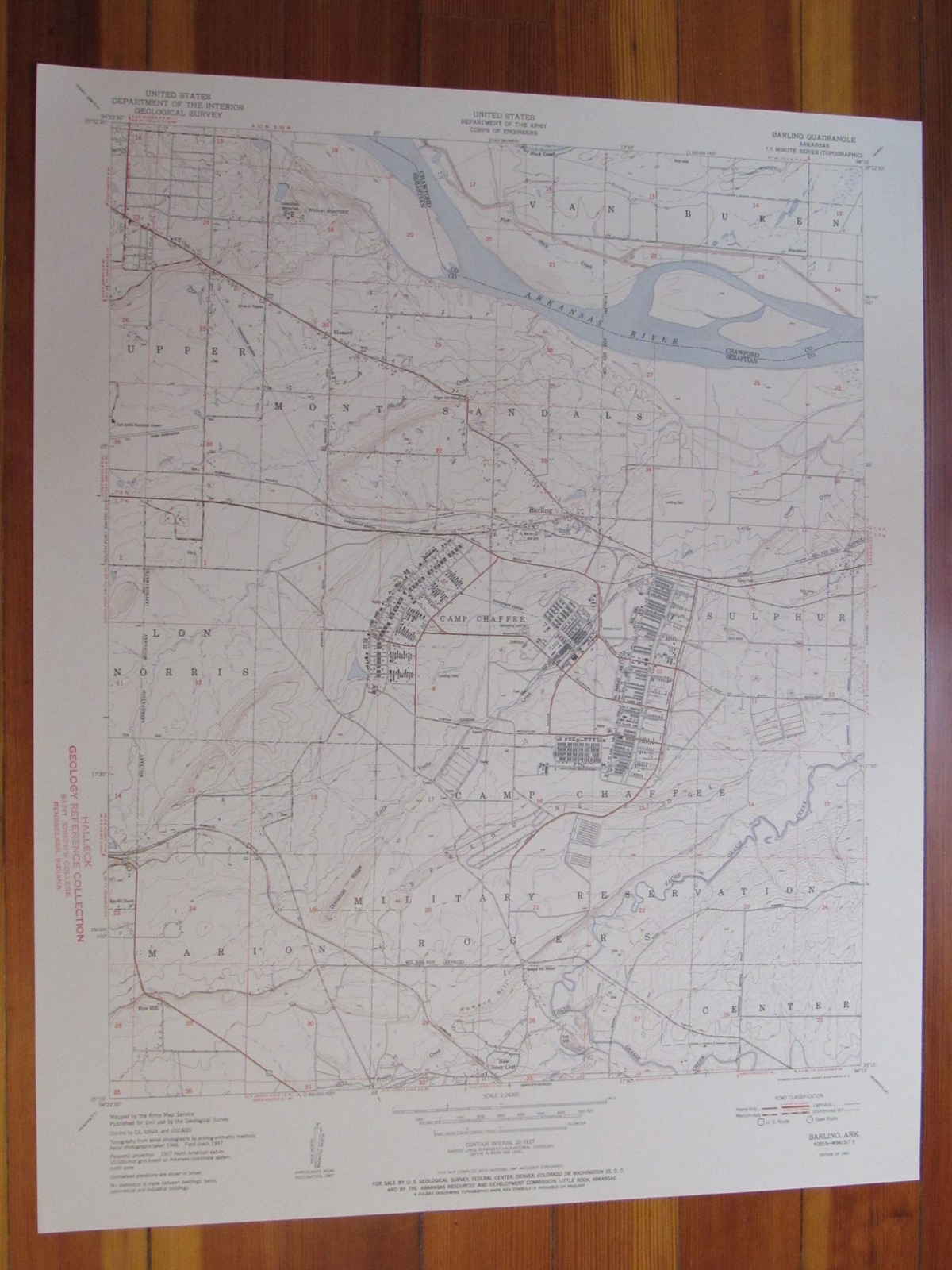 Barling Arkansas 1951 Original Vintage USGS Topo Map