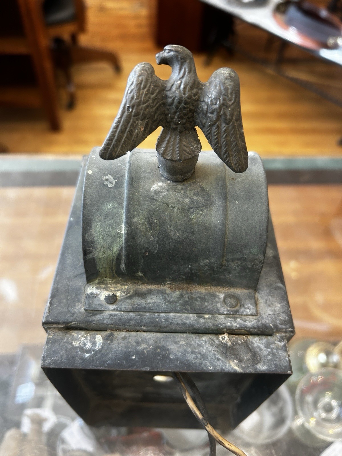 VTG Solid Copper Brass Eagle Sconce Lantern Porch Light Colonial Federal Patina