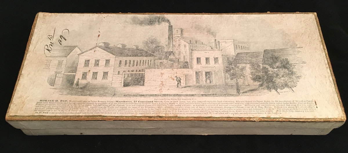 c. 1847 Horace H. Day Rubber Goods Pasteboard Box for Braces
