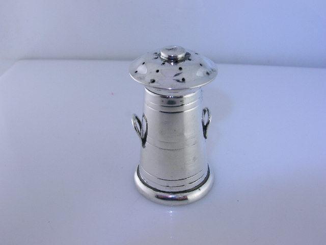 English Sterling Silver Milk Can Pepper Shaker CS FS Birmingham c1903