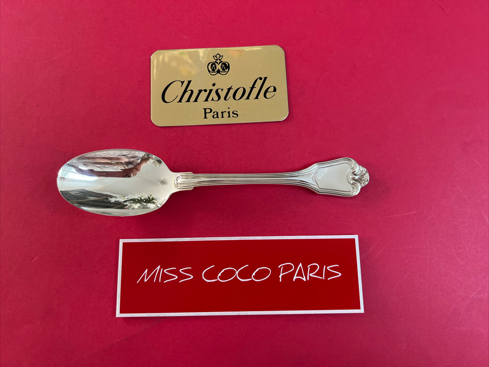 Spoon Table Christofle France Port Royal 8 1/8in Silver Metal Very Beautiful (