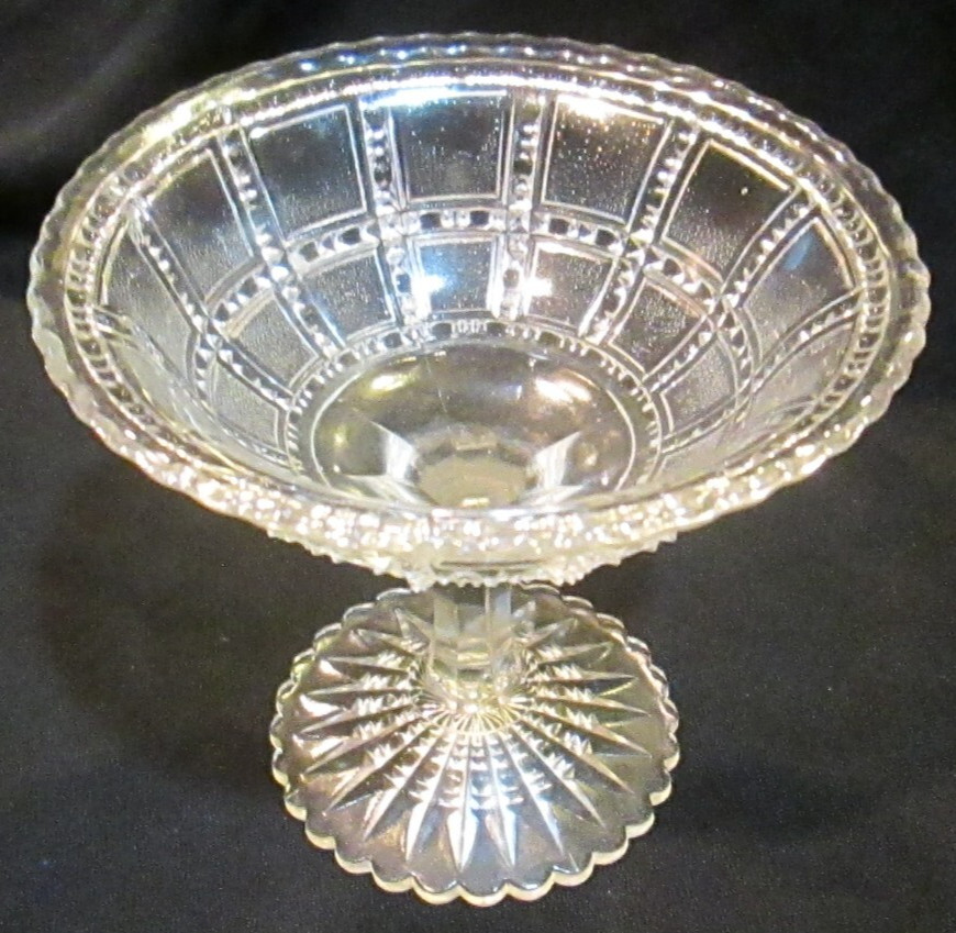 Small 4 1/2″ High X 4 7/8″ D “Beaded Block” Pattern By Imperial Jelly Compote