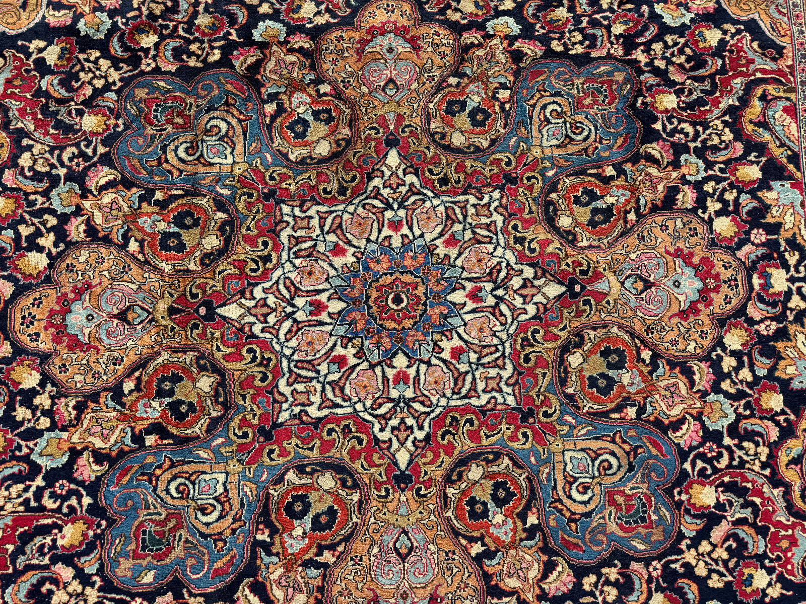 9×12 ANTIQUE ORIENTAL RUG BLUE VINTAGE HAND-KNOTTED handmade colorful real fine