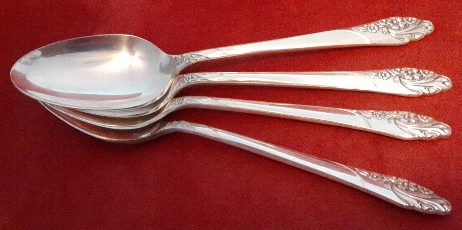Oneida Community silverplate Evening Star 1950 4 teaspoons 6 1/8″ NM polished