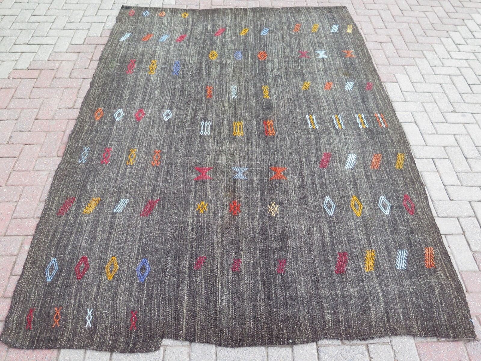 Anatolia Kilim Rug, Natural Wool Rug, Ethnic Rug, Handmade Kelim, Carpet 76×108″