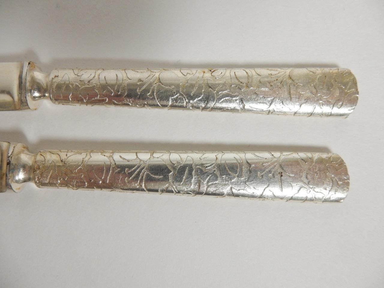 VINTAGE E.G. WEBSTER & SON, SILVERPLATE FRUIT KNIVES, SET OF 2