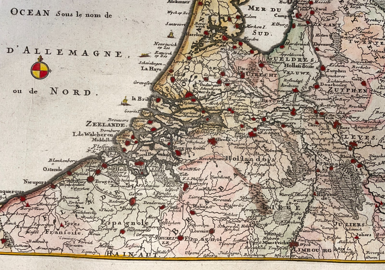 NETHERLANDS DATED 1705 NICOLAS DE FER ANTIQUE MAP 18TH CENTURY