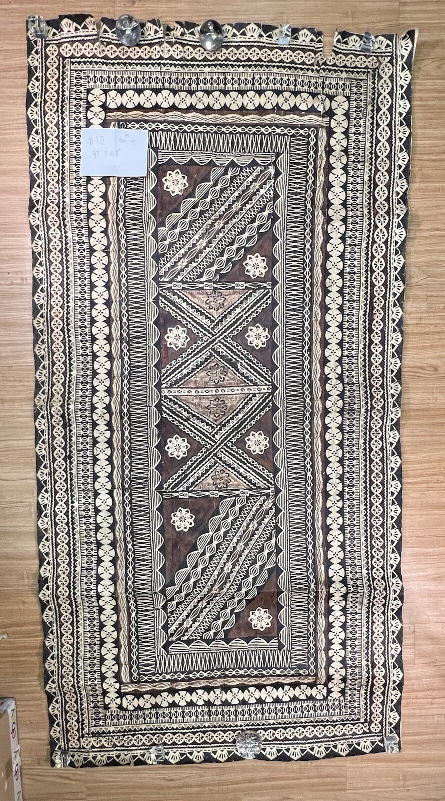 Samoa Tuvalu Polychrome Bark XL cloth floor mat ca. first half of the 20th c #10