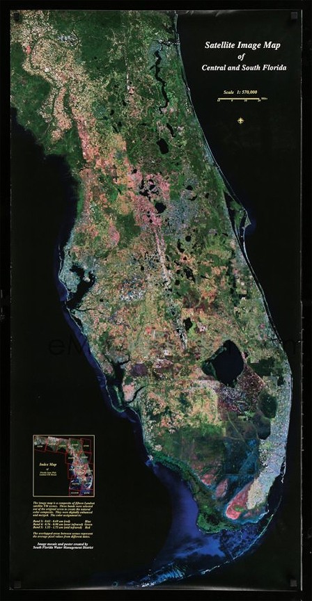 Current Map / Poster – FLORIDA SATELLITE SCENES (NATURAL COLOR) WATER DISTRICT