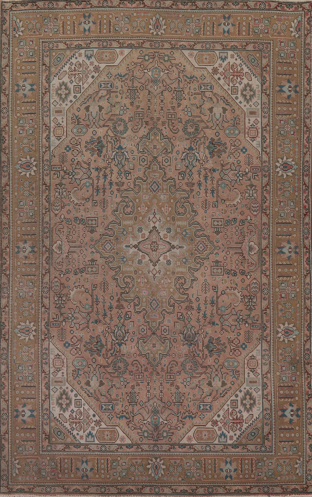 Pink Geometric Traditional Area Rug 6×10 Hand-knotted Wool Vintage for Any Room