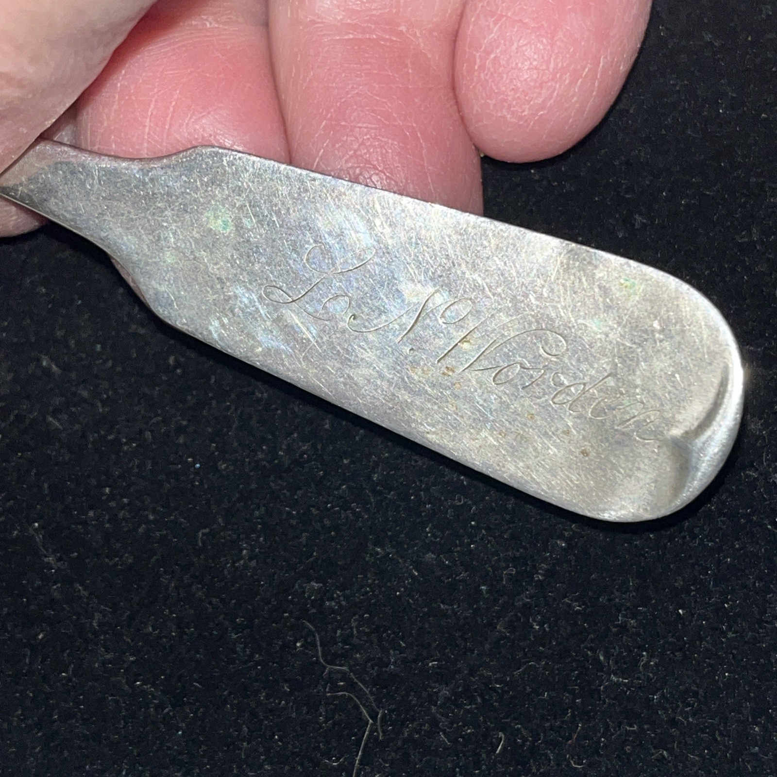 Monogrammed Coin Silver Tea Spoon Walter M. Pitkin 13g