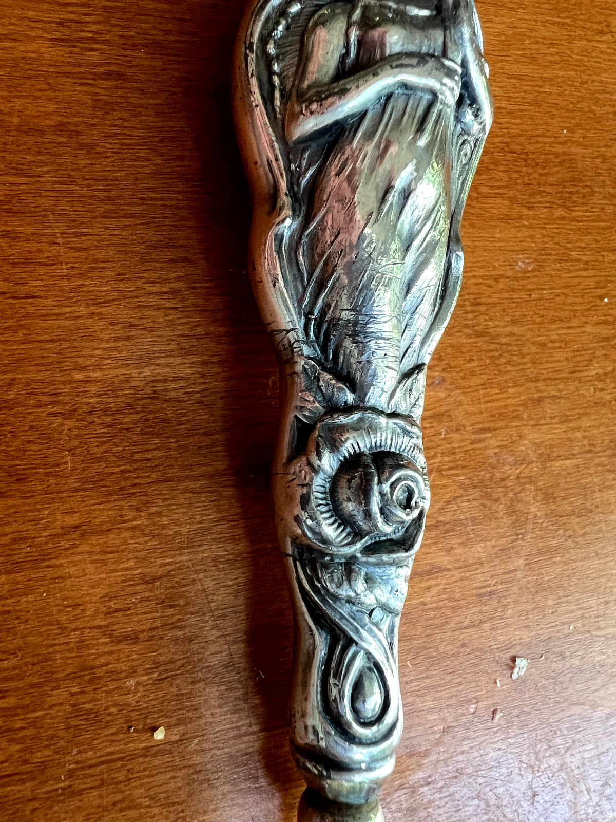 7 1/2″ Ornate Art Nouveau Button Hook; Steel Shank; Probably Silver Plate