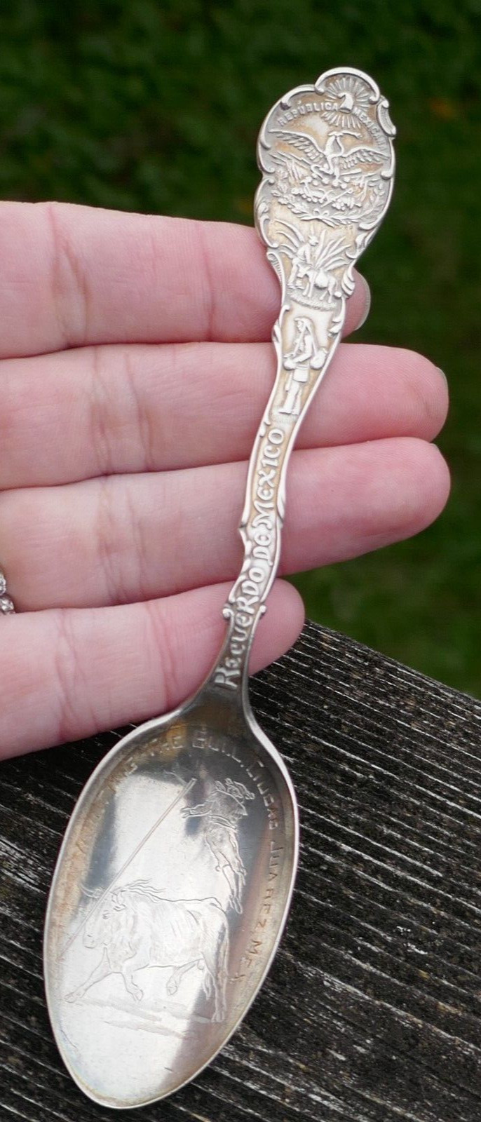 Shepard Mfg. Co. Sterling Recuerdo De Mexico Souvenir Spoon – Bull Fight Scene