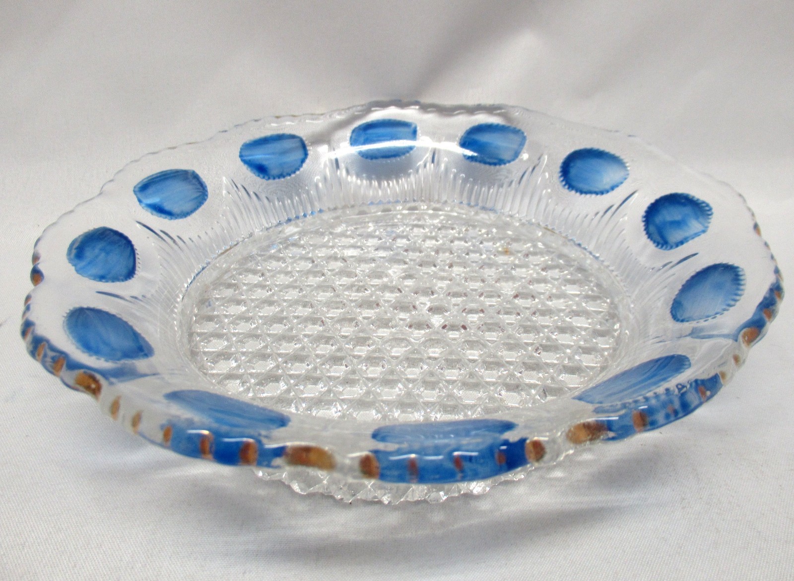 Brilliant Cut & Blue UNUSUAL BOWL he Portland Glass Company (Maine, 1863–1873)