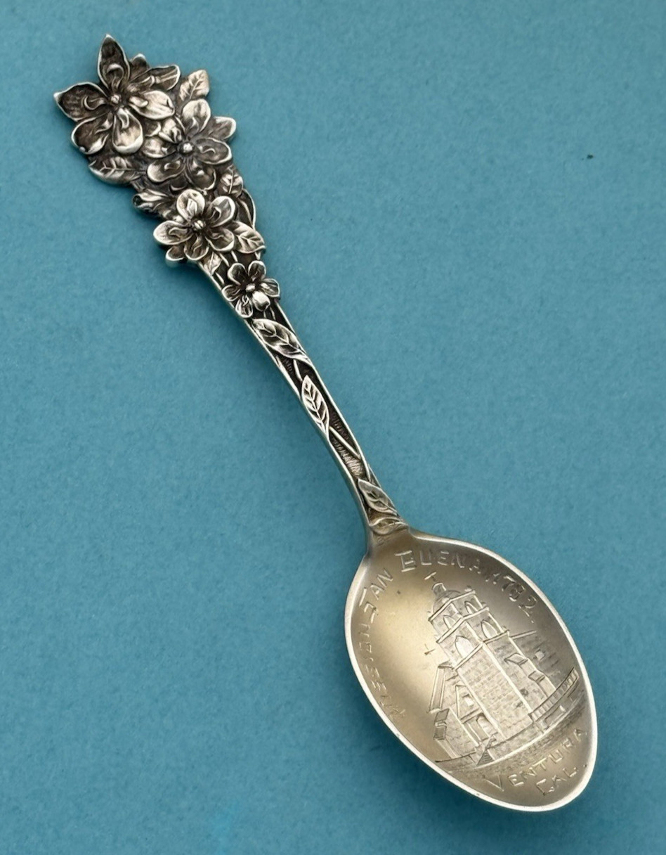 Paye & Baker Sterling Souvenir Spoon FLORAL SERIES Mission Ventura CLEMATIS