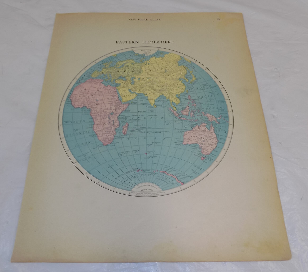 1910 Rand-McNally Antique Map///NORTH AMERICA, b/w EASTERN HEMISPHERE